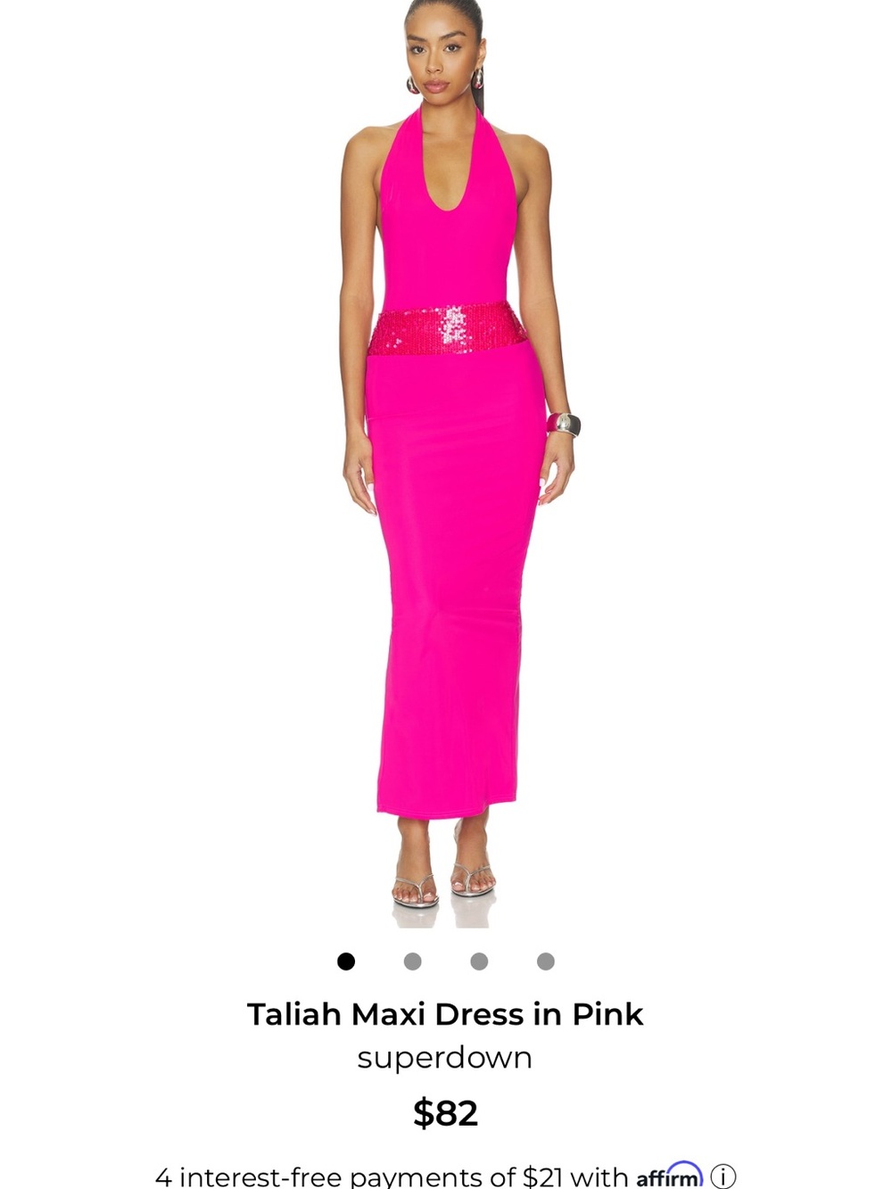 superdown Hot Pink Halter Backless Maxi Dress